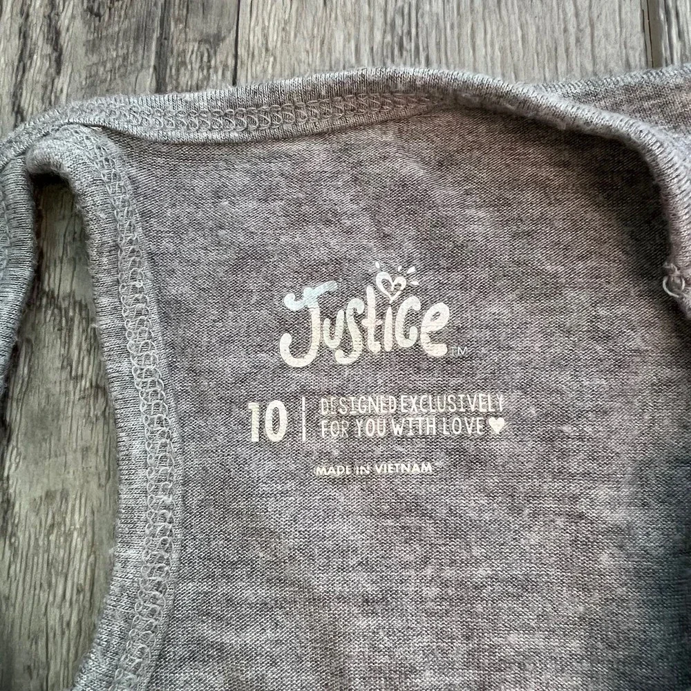 Justice Girls Gray Embellished Keyhole Swing Tank Top Size 10